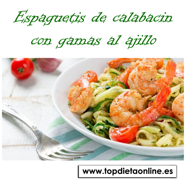 Espaguetis de calabacín con gambas