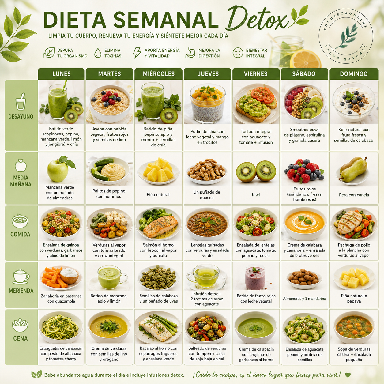 Dieta semanal detox